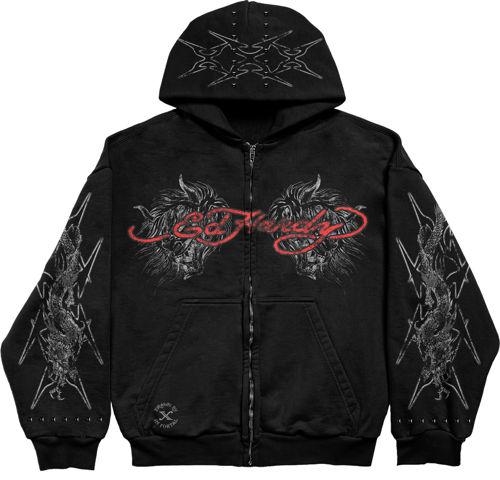 Blusa de Moletom com Zíper Preto Ed Hardy x Matuê II