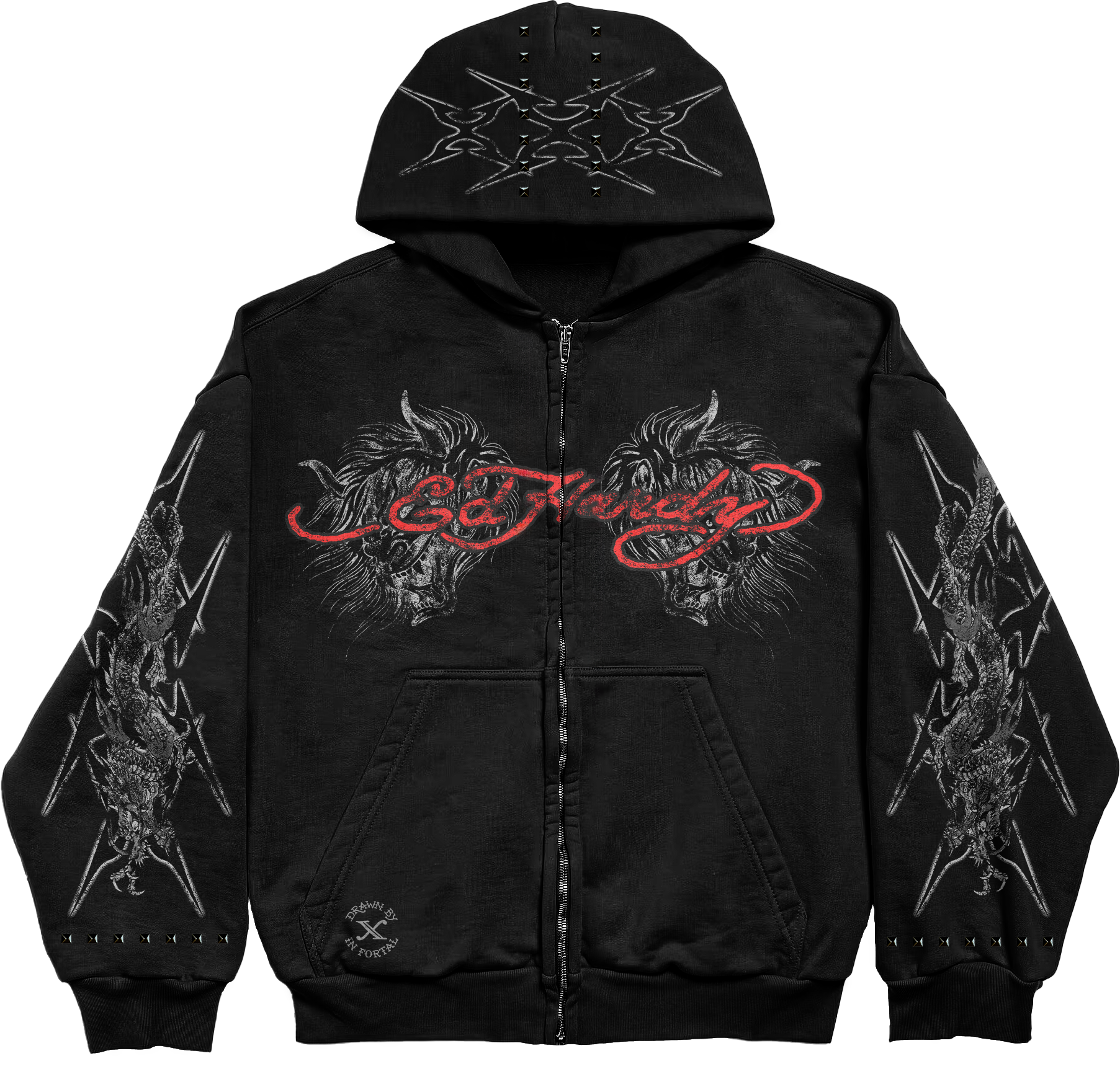Blusa de Moletom com Zíper Preto Ed Hardy x Matuê II