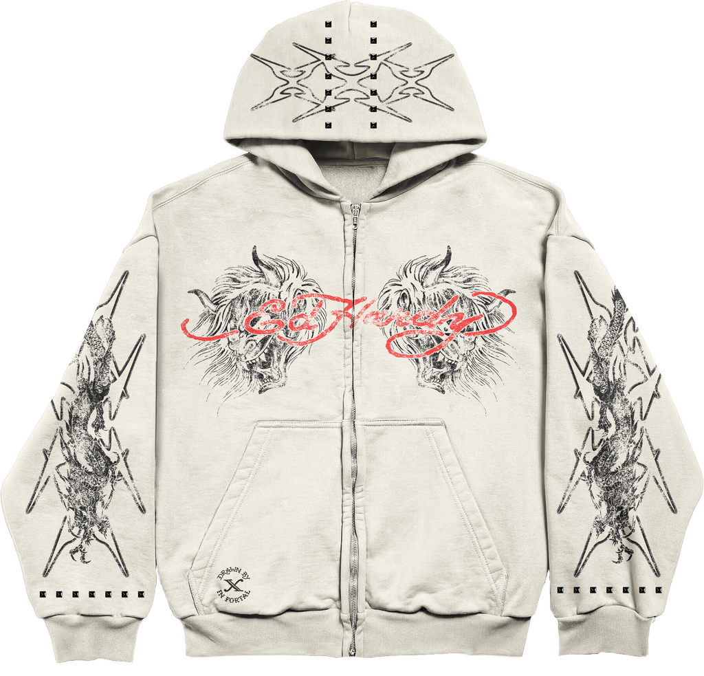 Blusa de Moletom com Zíper Off White Ed Hardy x Matuê II