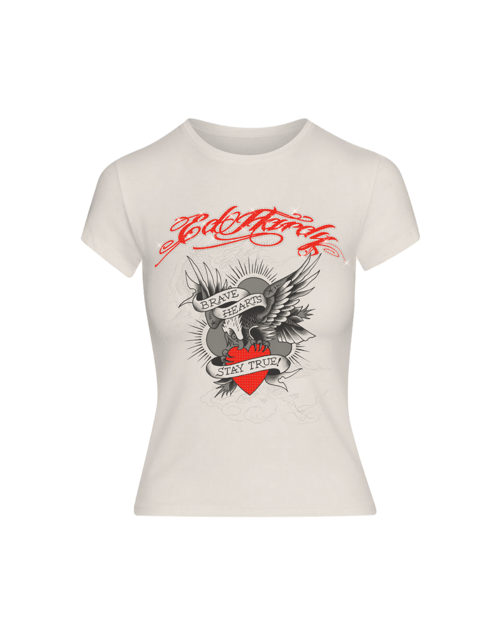 Baby Tee Off White "Brave Hearts"
