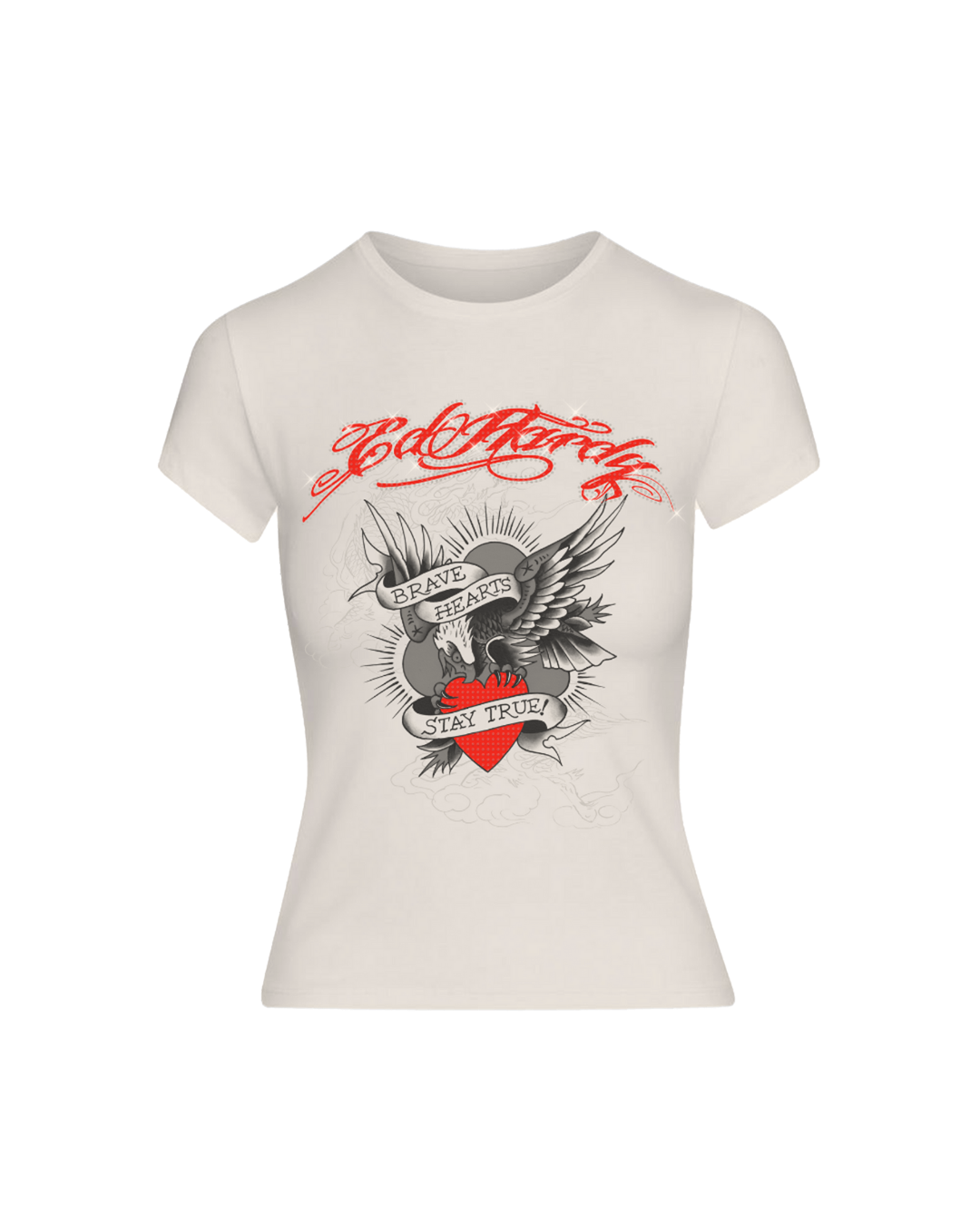 Baby Tee Off White "Brave Hearts"