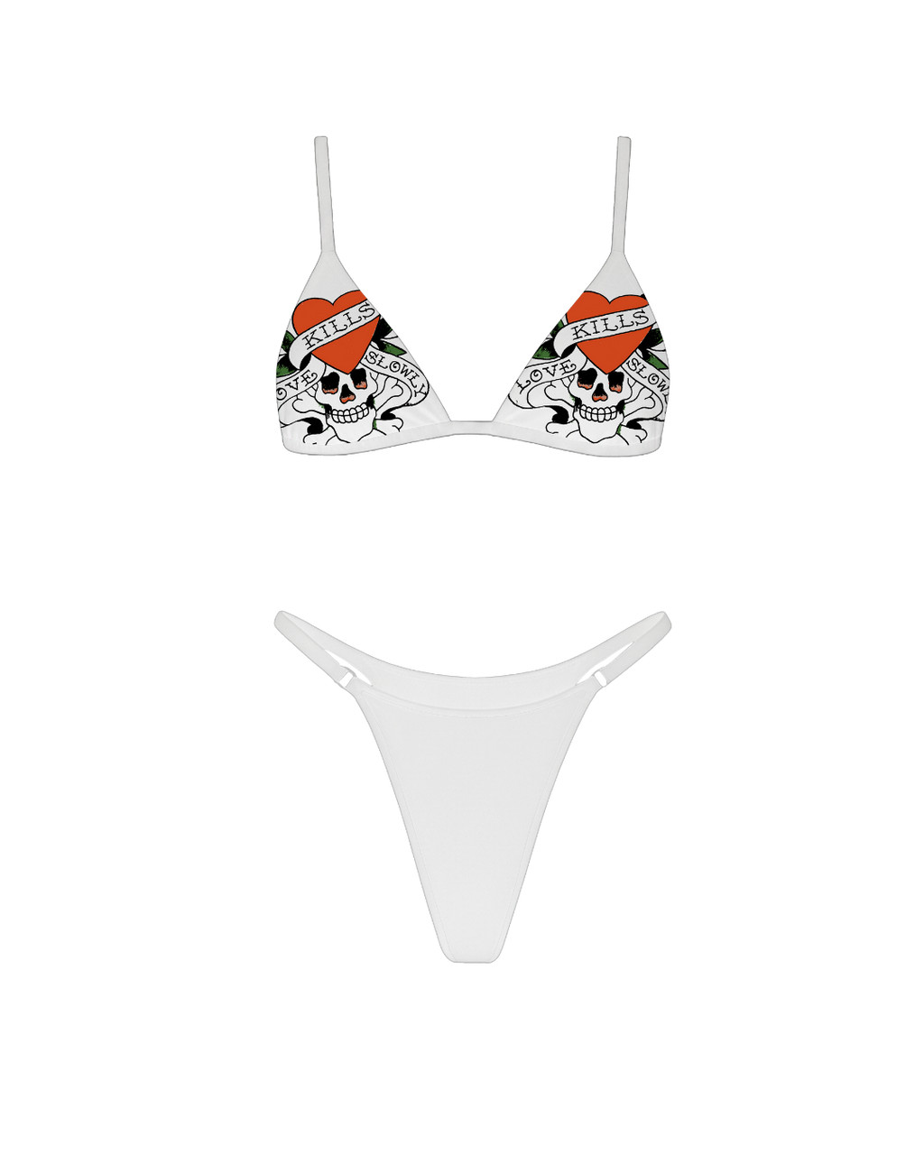 Top Biquíni Dupla Face Branco "Love Kills"