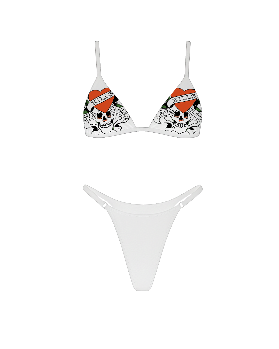 Top Biquíni Dupla Face Branco "Love Kills"