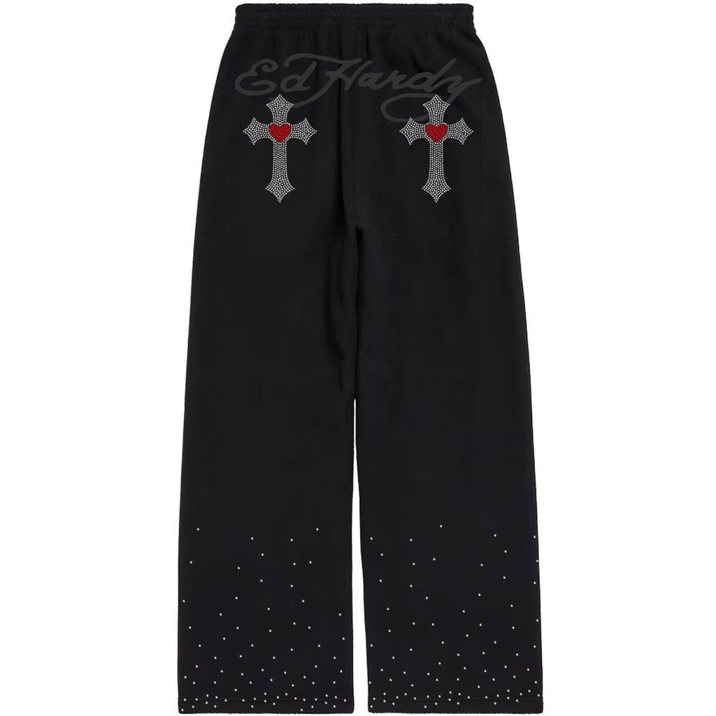 Calça Moletom Preta "Cruz" Ed Hardy x Matuê
