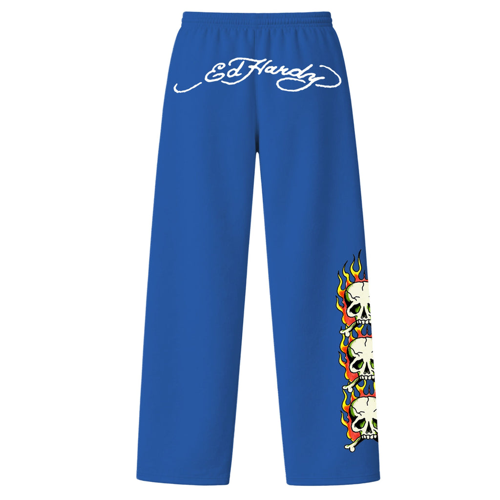 Calça de Moletom "Flaming Skull" Azul