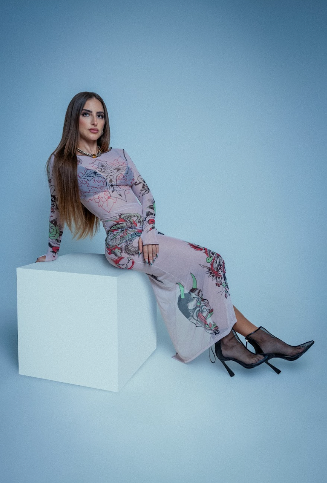 Vestido de Tule Bege "Clara" Ed Hardy x Matuê