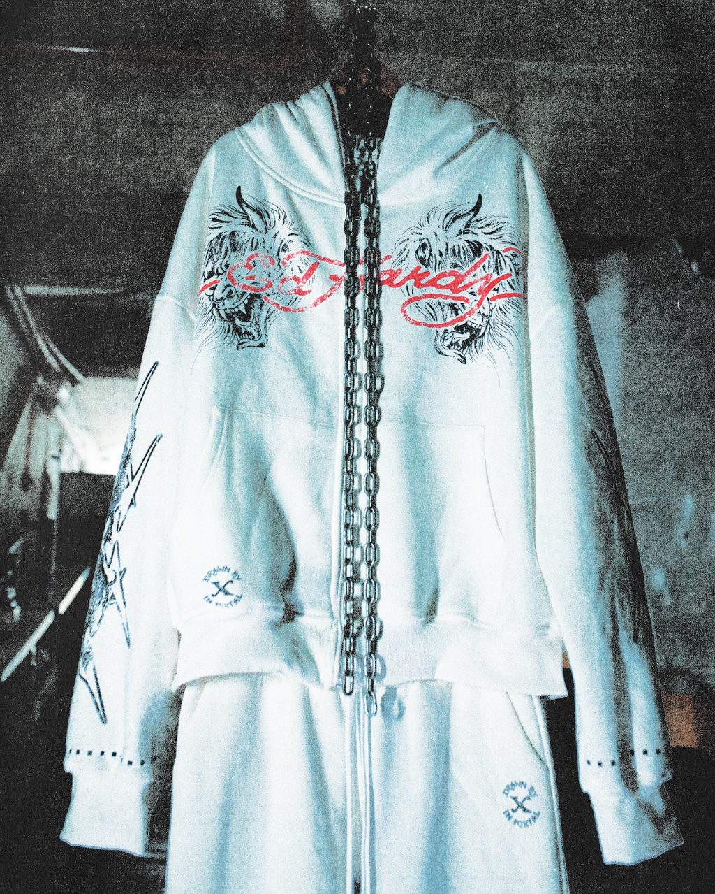Blusa de Moletom com Zíper Off White Ed Hardy x Matuê II