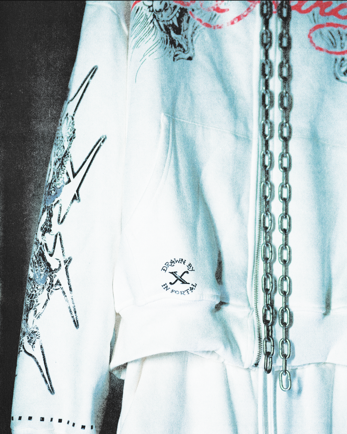 Blusa de Moletom com Zíper Off White Ed Hardy x Matuê II