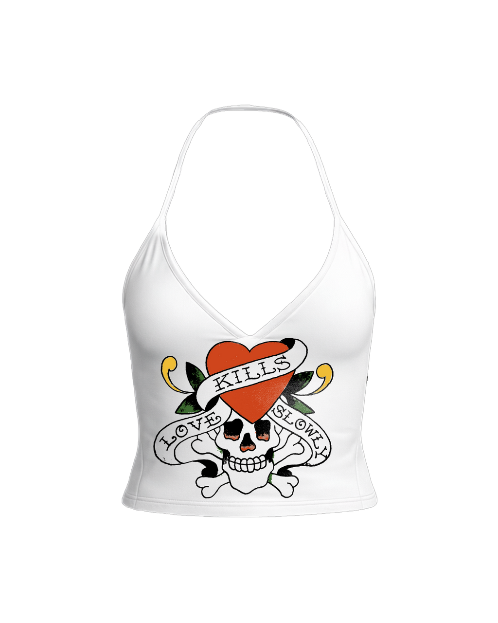 Blusa frente única Branco "Love Kills"