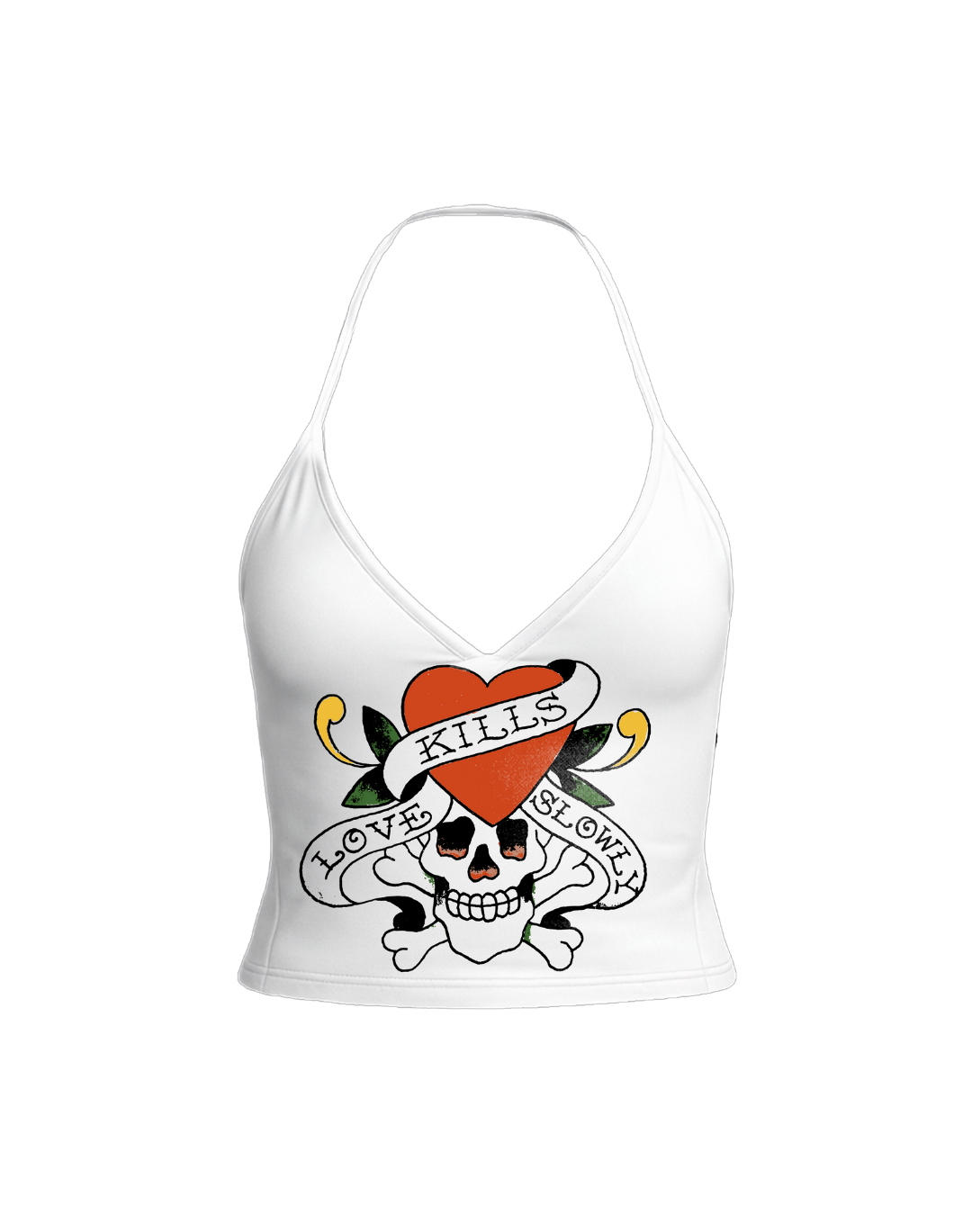 Blusa frente única Branco "Love Kills"