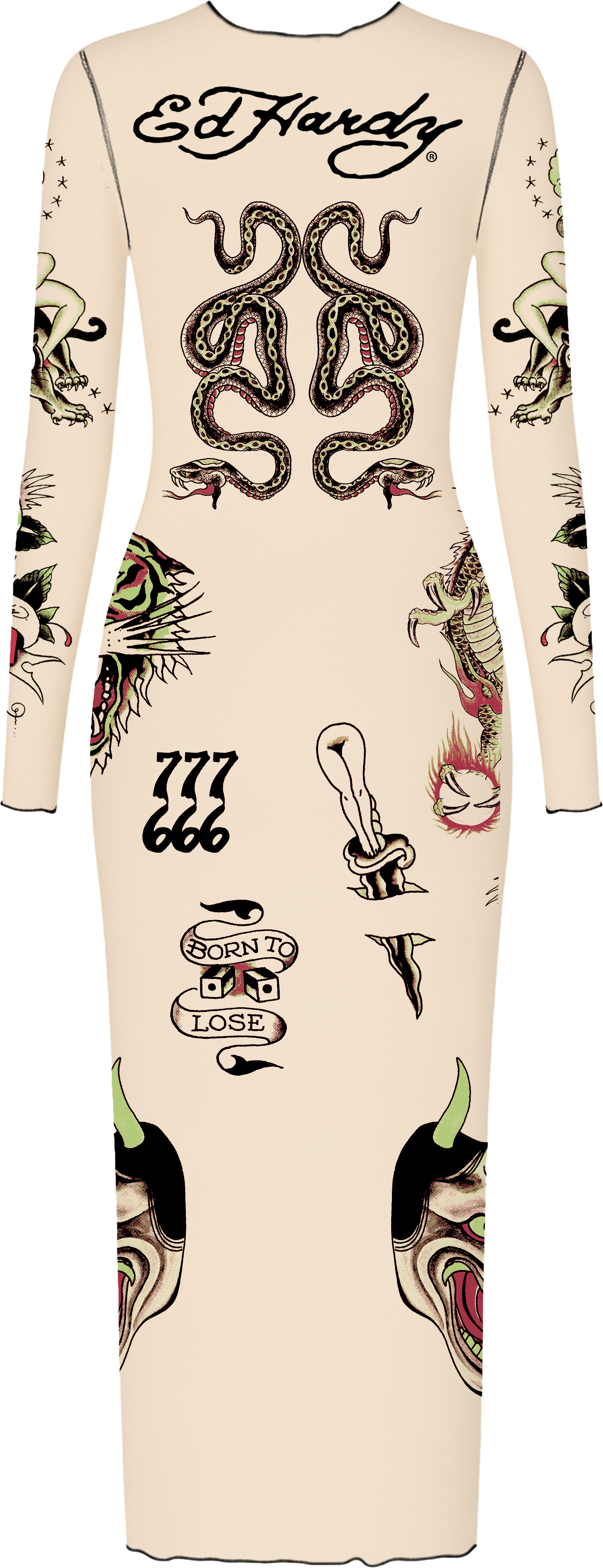 Vestido de Tule Bege "Clara" Ed Hardy x Matuê