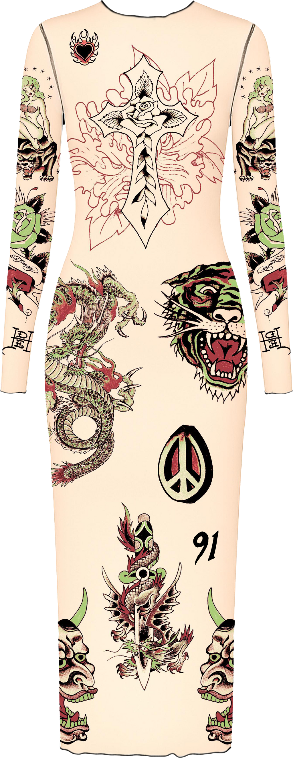 Vestido de Tule Bege "Clara" Ed Hardy x Matuê