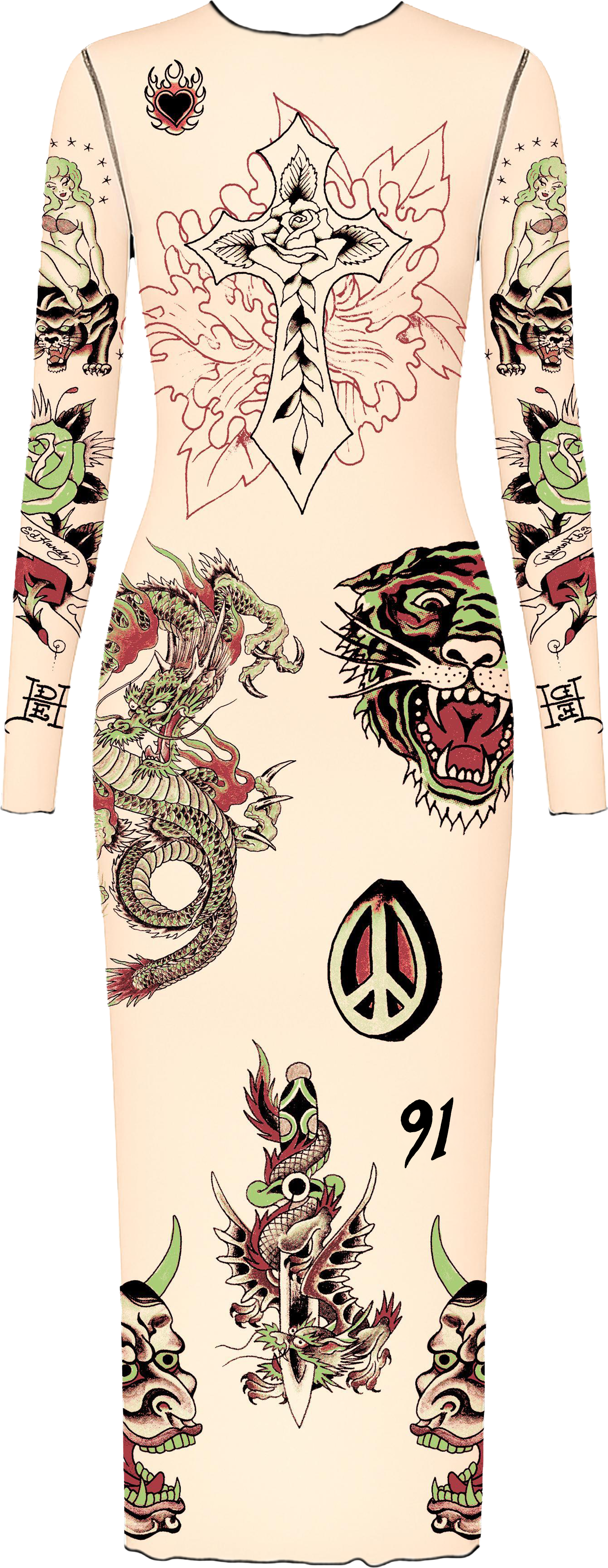 Vestido de Tule Bege "Clara" Ed Hardy x Matuê