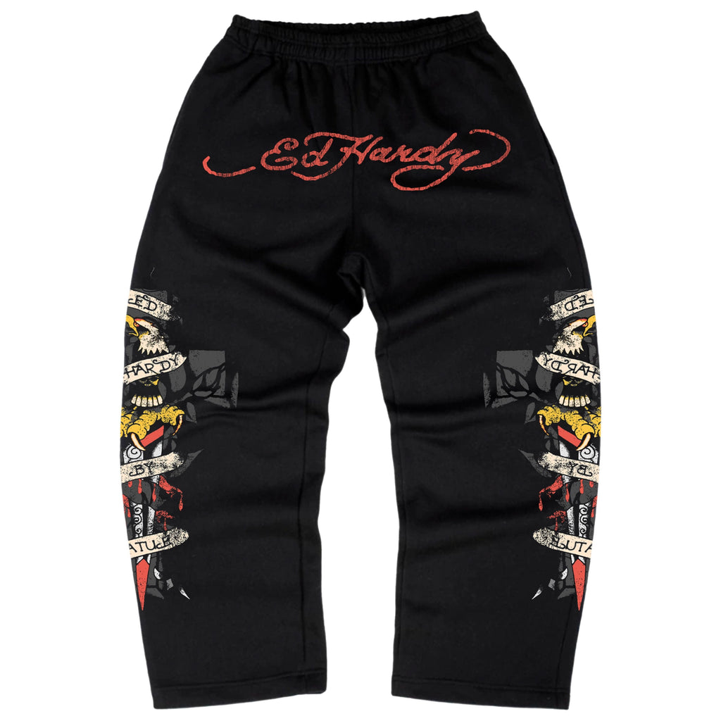 Calça Moletom Preta "By Matuê" Ed Hardy x Matuê