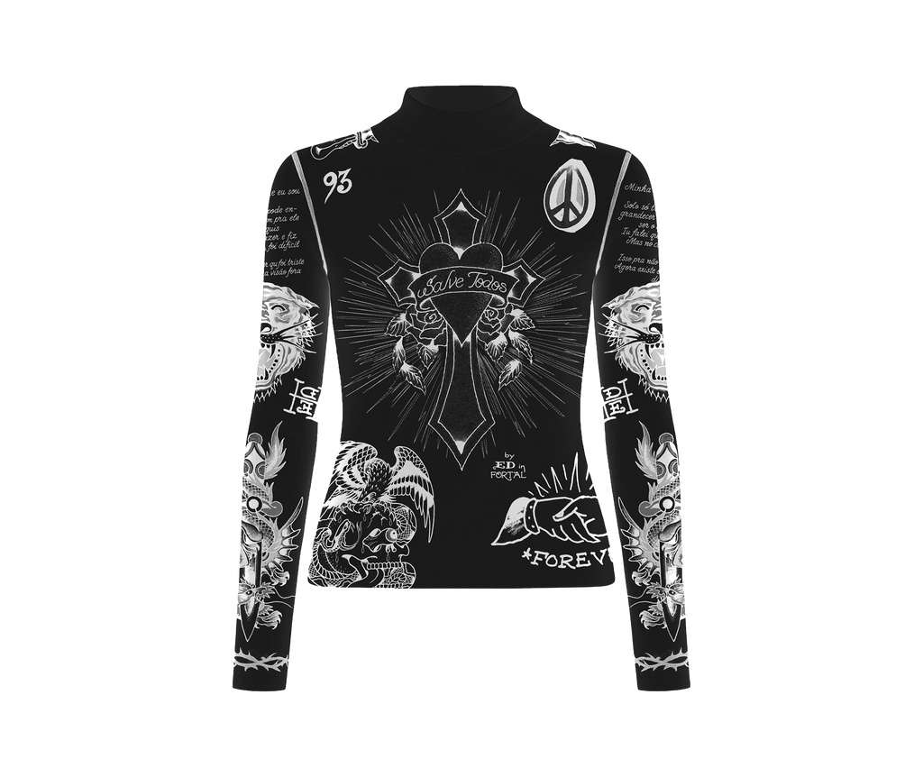 Tule Feminino Preto "Tattooed Skin" Ed Hardy x Matuê