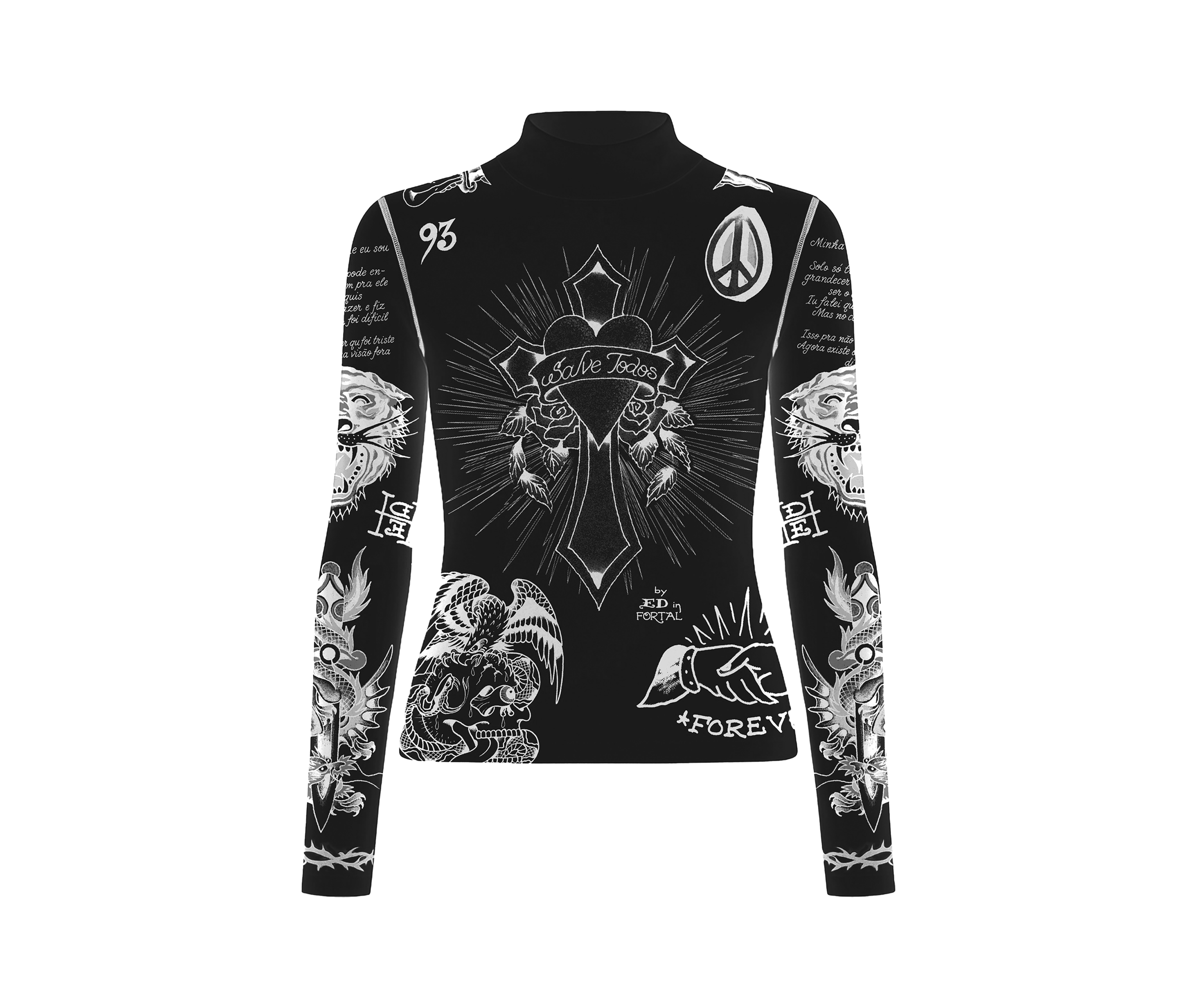 Tule Feminino Preto "Tattooed Skin" Ed Hardy x Matuê