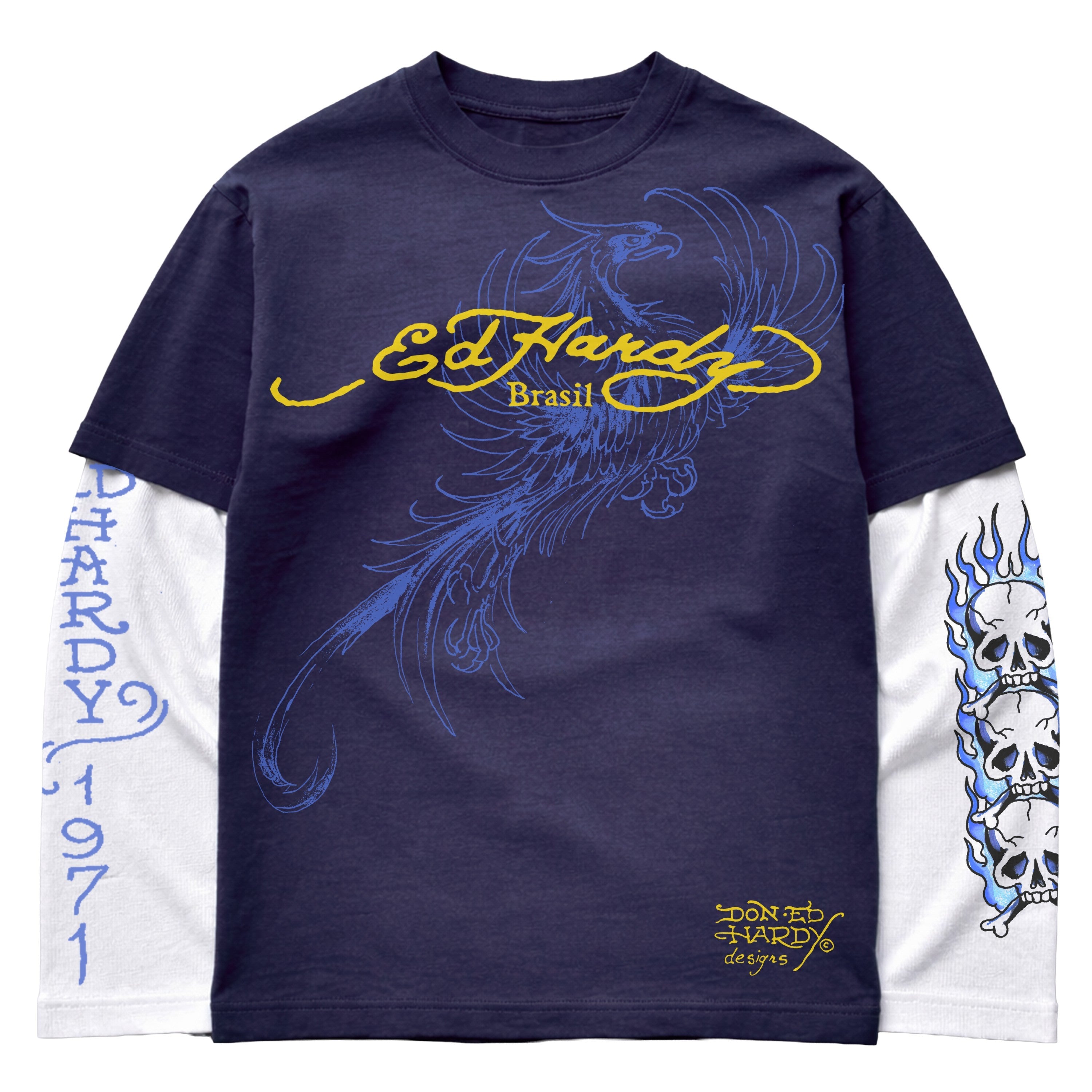Camiseta Manga Longa Azul "Phoenix" DROP BRASIL