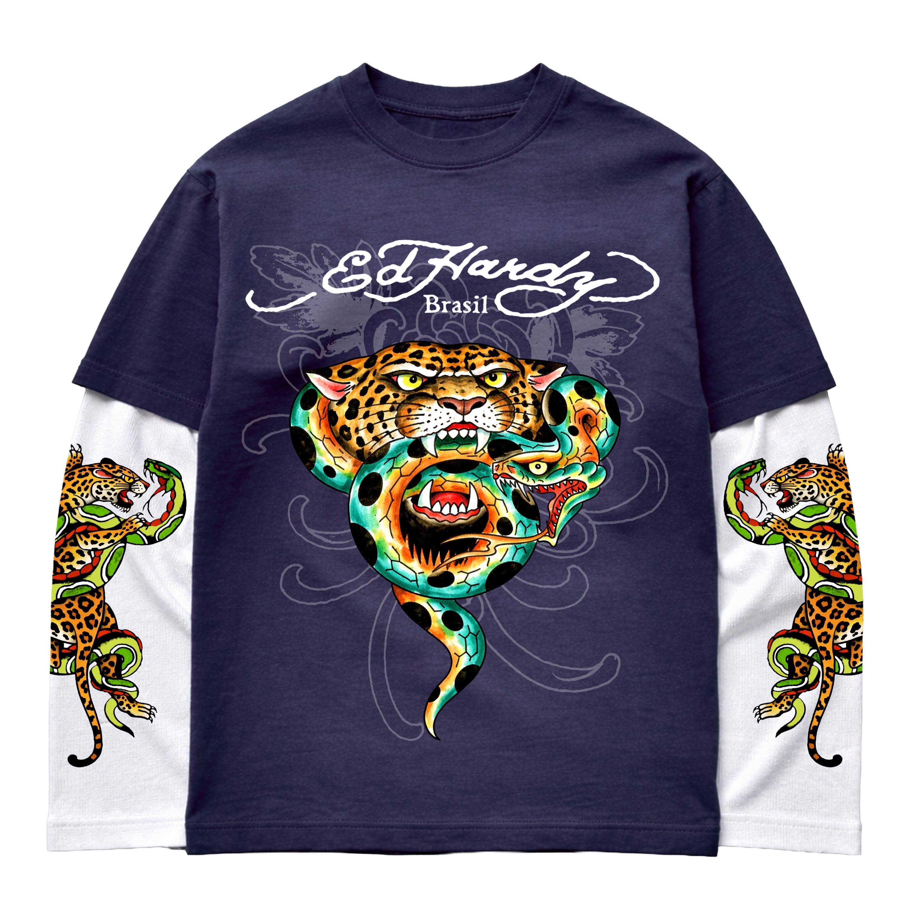 Camiseta Manga Longa Azul "Onça" DROP BRASIL