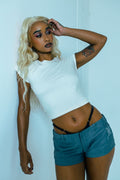 Mini Shorts Cinza Alfaiataria "Couture"