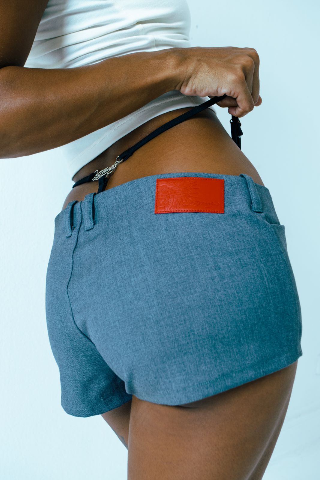 Mini Shorts Cinza Alfaiataria "Couture"