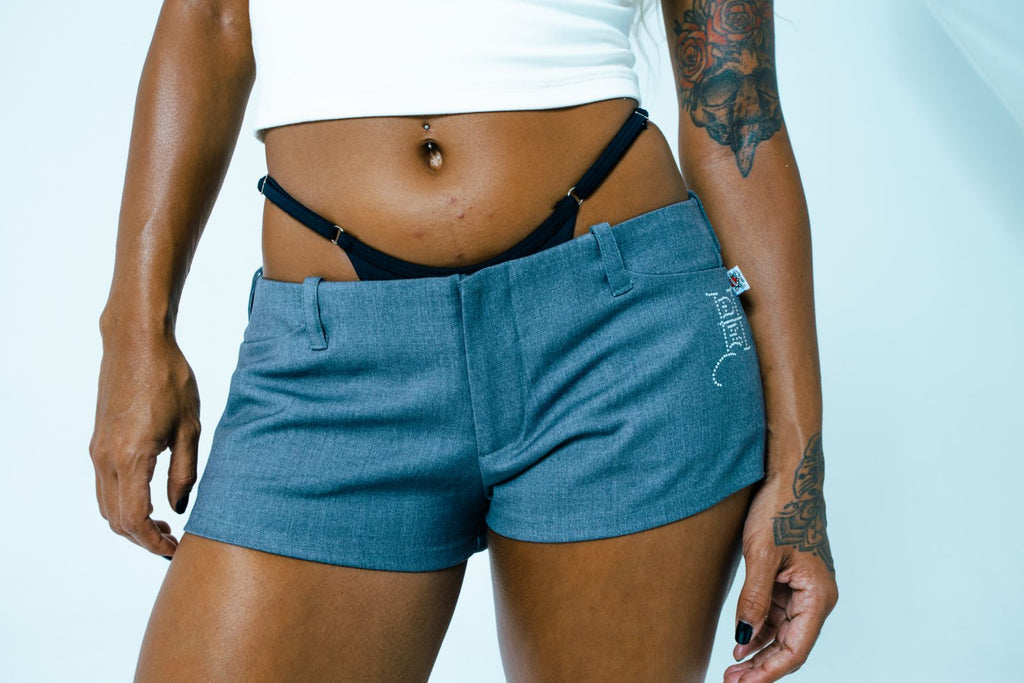 Mini Shorts Cinza Alfaiataria "Couture"