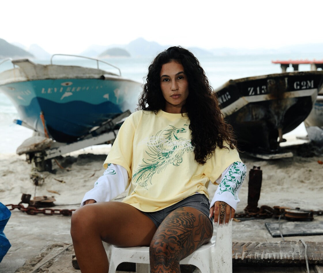 Camiseta Manga Longa Amarela "Phoenix" DROP BRASIL