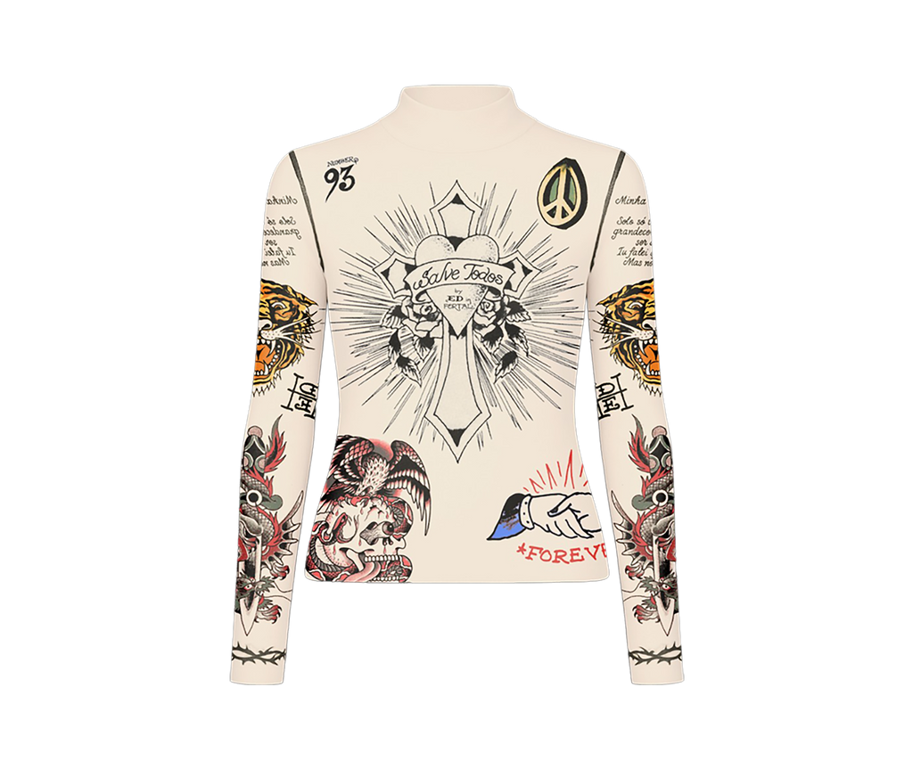 Tule Feminino Bege "Tattooed Skin 2" Ed Hardy x Matuê