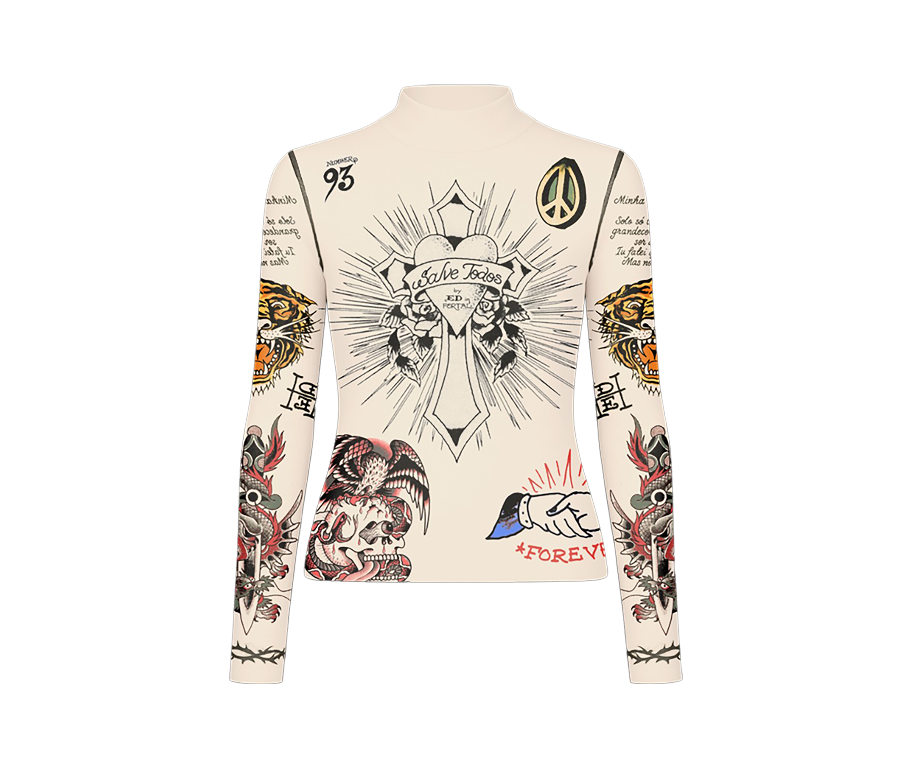 Tule Feminino Bege "Tattooed Skin 2" Ed Hardy x Matuê
